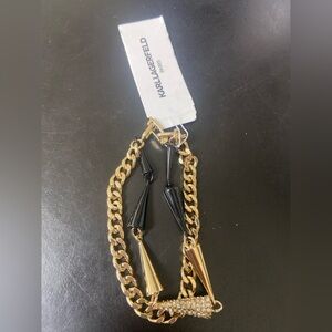 NWT! Karl Lagerfeld Gold and Black Pendant bracelet